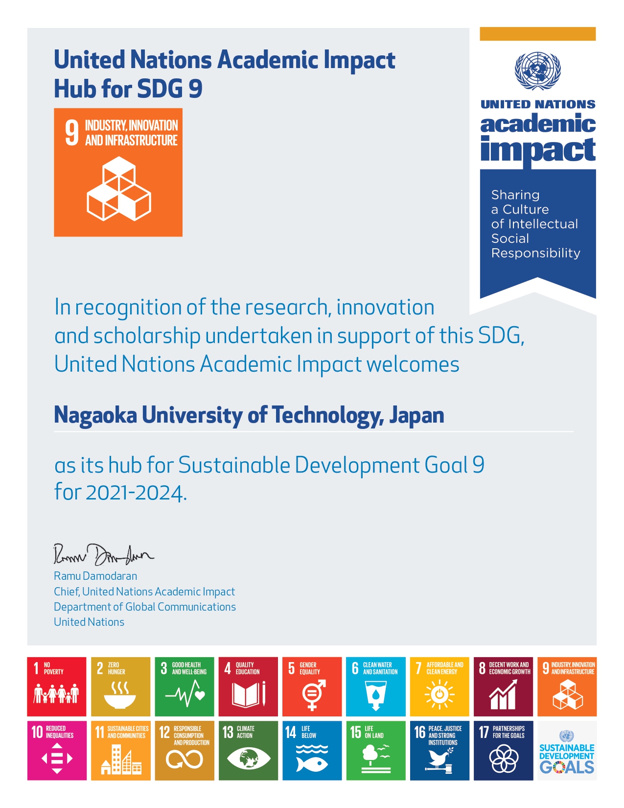 Nagaoka University Of Technology Has Been Appointed As United Nations ...